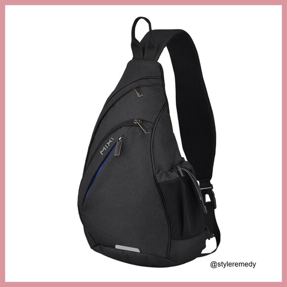 Polyester Sling Backpack with USB Port Anti-Theft Daypack
